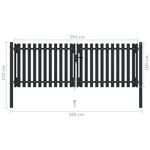 ZNTS Double Door Fence Gate Steel 306x150 cm Anthracite 146351