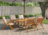 7-Piece Garden Dining Set Natural Solid Acacia Wood 3434578