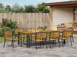 Garden Dining Set 9 pcs Black and Brown Poly Rattan 3365444