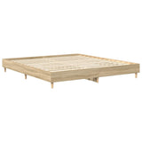 Bed Frame Sonoma oak Engineered wood, solid eucalyptus wood Double 3328701