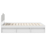 Bed Frame with Headboard White 135 x 190 cm Solid Pine Wood 3412907