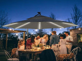3 Cantilever Banana Parasol Hanging Umbrella with Double Roof, LED Solar lights, Crank, 8 Sturdy T3398P317756