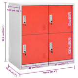 Locker Cabinet Light Grey and Red 90x45x92.5 cm Steel 336434