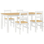 ZNTS 5 Piece Dining Set Panama White Solid Wood Pine 3345190