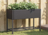 Garden Planter with Shelf Black Poly Rattan 366387