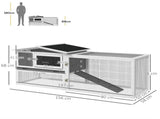 Rabbit Hutch with Run Wooden Guinea Pig Hutch Outdoor Bunny Cage Hide House with Sliding Tray, Hay T3398P548564