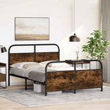 Metal Bed Frame without Mattress Smoked Oak 140x190 cm 3318635