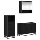 Bathroom Furniture Set 3 pcs Black Oak Engineered Wood 3402410