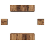TV Cabinet Set Wall-mounted 6 pcs Old Wood Engineered Wood 3393399