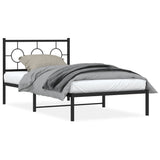 Metal Bed Frame without Mattress with Headboard Black 100x200cm 376221