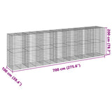 Gabion Basket with Cover 700x100x200 cm Galvanised Iron 3295237