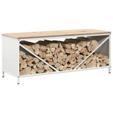 Firewood Rack with Wooden Top White 100.5x35.5x40 cm 864256