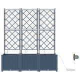 Garden Planter 3 pcs Grey 80 x 80 x 143 cm Plastic 42002864