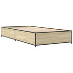 ZNTS Bed Frame Sonoma Oak 90x190 cm Single Engineered Wood and Metal 845117