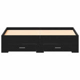 Bed Frame with Drawer Black Oak 140 x 200 cm Engineered Wood 3333968