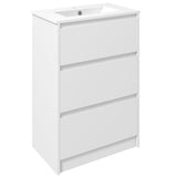 600mm Bathroom Vanity Unit with Basin and Single Tap Hole, High Gloss White Floor Standing Bathroom T3398P378068
