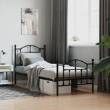 Metal Bed Frame without Mattress with Footboard Black 90x200cm 353450