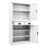Office Cabinet White 90x40x180 cm Steel 336417