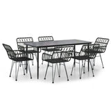 Garden Dining Set Black Steel, Polyethylene, Tempered Glass 3157856