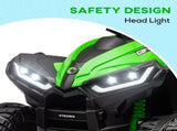 12V Ride-On Quad Bike, with Music, Horn, LED Lights, for Ages 3-5 Years, Green T3398P348325
