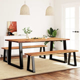 3 Piece Dining Set with Live Edge Solid Wood Acacia 3157527
