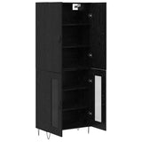 Highboard 2 pcs Black Oak Engineered Wood and Glass 3403167