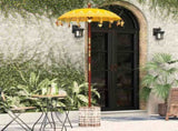 Parasol with Base Yellow 95 x 95 x 260 cm Cotton and Wood 3356915