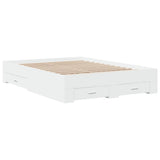 Bed Frame White Engineered wood, Plywood Double Bed Frame 3280398