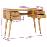 ZNTS Desk with Drawers 110x47x76 cm Solid Wood Mango 351593