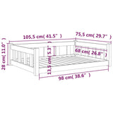 Dog Bed 105.5x75.5x28 cm Solid Wood Pine 833257