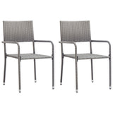 Dining Set Grey Solid acacia wood, PE rattan, Powder-coated steel 3068721