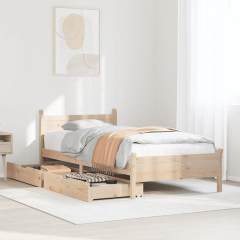 ZNTS Bed Frame without Mattress 90x190 cm Single Solid Wood Pine 3309791