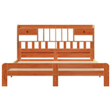 Bookcase Bed without Mattress Wax Brown 200x200cm Solid Wood Pine 3308872