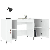 Desk High Gloss White 140x50x75 cm Engineered Wood 829518