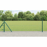 Fence Post with Concrete Base 26 pcs Green Powder-Coated Steel 3350221