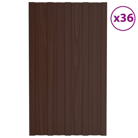 Roof Panels 36 pcs Galvanised Steel Brown 80x45 cm 317206