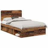 Bed Frame with Headboard Old Wood 135 x 190 cm Solid Pine Wood 3412504