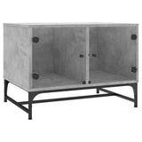 Coffee Table with Glass Doors Concrete Grey 68.5x50x50 cm 836542