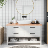 Bathroom Countertop Light Brown 140x50xcm Treated Solid Wood 3156149