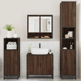 ZNTS 4 Piece Bathroom Furniture Set Brown Oak Engineered Wood 3301219