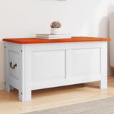 Storage Chest with Lid Brown and White Solid Wood Acacia 364919