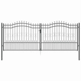 Fence Gate with Spear Top with Lock Grey 404 x 150 cm Steel 42009050