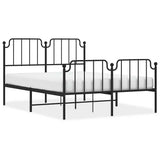 Metal Bed Frame without Mattress with Footboard Black 150x200cm 373907