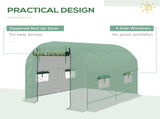 Walk-In Garden Polytunnel Greenhouse with Steel Frame, PE Cover, Roll-Up Door and 4 Windows, 2.5 x T3398P325093