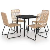 5 Piece Outdoor Dining Set Poly Rattan and Glass 3060238
