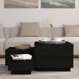 Storage Boxes with Lids 3 pcs Black Solid Wood Pine 818249