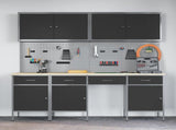 Work Cabinet with Drawer 10 pcs Black Engineered Wood and Steel 3321470