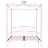 284490 Canopy Bed Frame without Mattress Pink Metal 160x200 cm