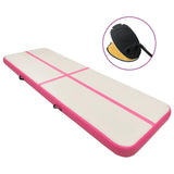 Inflatable Gymnastics Mat with Pump 600x100x20 cm PVC Pink 92685