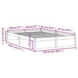 Bed Frame without Mattress Black Solid Wood 120x190 cm Small Double 814923